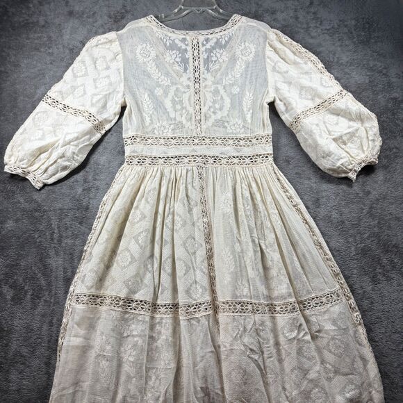 Intimately Free People See Me At Sunset Robe Kimono Lace Boho Cream Large K168 - Picture 6 of 13